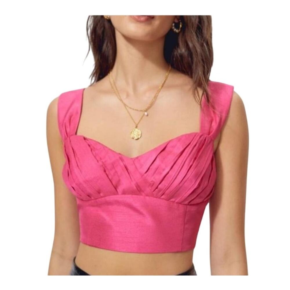 Aritzia Wilfred Rhapsody Cropped Blouse Fuschia Pink, size 4
